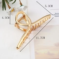 Detail showing dimensions of the 11.7cm large gold metal hair claw clip with cross design - Hollow Cross Polished Claw / 11.7cm / Gold