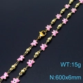 Pink butterfly evil eye necklace in gold finish with 600mm chain length and 15g weight - Pink Butterfly Style (KN233690-Z)