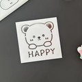 Autocollant ours mignon avec texte HAPPY pour décoration créative de cahier et gourde - Argent Métallique (Ours)