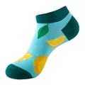 Calze basse azzurre con motivo a limone giallo e dettagli verde scuro su punta e tallone - Taglia unica(37-44) / Blu Chiaro Limone