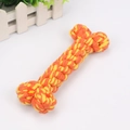 Osso in corda di cotone intrecciato arancio e giallo, gioco resistente per i cani - Arancione