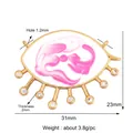 Pink evil eye charm in gold plated copper with marble texture and white zircon - Pink Texture Eye M9168641-Pink
