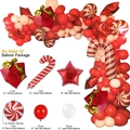 Christmas balloon arch kit with red gift box, candy canes and red white latex balloons - Gift Box And Candy Style