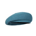 Stylish teal knitted summer beret hat for women featuring wide brim and solid color design - M (56-58cm) / Blue