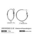 30mm silver stainless steel hoop earrings with waterproof and hypoallergenic finish - 30MM / Silver