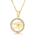 Golden Eye of Horus pendant necklace with sparkling white zircons and hollow design - Gold Eye of Horus Pave Pendant(KP40194-K)