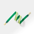 Contrast green woven shoulder strap with gold metal buckles and litchi leather details - Width 2.5cm Length 70cm / Green Webbing with Gold Buckle