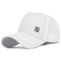 White breathable sandwich mesh baseball cap with front square metal badge for summer - Adjustable / White