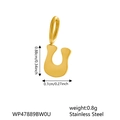 Gold plated stainless steel hollow letter U charm pendant with precise size measurements - Letter U