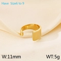 Anillo ancho abierto minimalista de acero inoxidable dorado con textura pulida espejo - US 6 / Dorado
