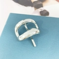 Minimalist silver curved metal ponytail hook hair accessory on a blue texture box - Silver #8