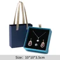 Blue jewelry gift box set with necklace and earrings including 10x10x3.5cm carrier bag - Set Box / Blue