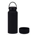 1L matte black stainless steel insulated bottle with handle lid and silicone boot - 1 L / Black