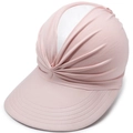 Roze zonneklep voor dames met geplooid materiaal en brede rand tegen de zon - Roze