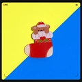 Cartoon Christmas bear in Santa hat and red sock acrylic pin badge for bags and clothes - 5 Christmas Sock
