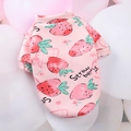 Pink pet hoodie with strawberry cartoon print for small dogs and cats in soft fabric - Strawberry