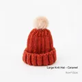 Caramel knitted mini Christmas hat with beige pom-pom, large size 9cm x 13cm decoration - Large 1 Pc (9cm*13cm) / Caramel color