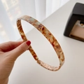 Minimalist acetate hairband with amber tortoiseshell pattern for women hair accessory - Green & Coffee
