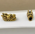 Golden dragon head beads in vintage style for handmade zodiac jewelry bracelets - Antique Gold