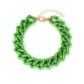 Adjustable pet hip hop necklace with vibrant green heart-shaped links and gold clasp - Green