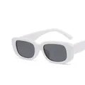 Lunettes de soleil rétro carrées pour enfants avec monture blanche et verres gris unis - Monture blanc plein verres gris