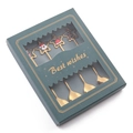 Golden Christmas 4-piece spoon and fork gift set in a green box with festive star charms - Silver / 304 Stainless Steel Five-pointed Star Pendant [b Green Box 4 Spoons]