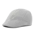 Men's light grey mesh beret hat with breathable knit texture and retro style - M (56-58cm) / Light Gray