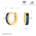 Spécifications de taille pour créoles en argent S925 doré avec zircons bleus carrés - Argent 925 Plaqué Or - Zircone Bleue