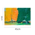 Washable PVC table mat with 45x30cm oil painting landscape and grazing horses - 45x30cm / Horses Style 5