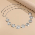 Minimalist silver waist chain with concentric circular metal plates and lobster clasp - Ripple Circle Style (1698) / Silver