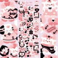 Cute pink Ju Mi Sweet cartoon animal laser stickers for DIY scrapbooking and planners - Sweet Cool Black Pink