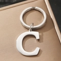 Polished silver metal keychain featuring a minimalist capital letter C pendant - Letter C