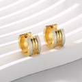 Orecchini a cerchio in acciaio inox bicolore oro 18k e argento satinato per uomo e donna - Stile Giuntato Lucido Spazzolato Oro Argento (KE112998-XY)