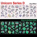 Luminous unicorn temporary tattoos for kids with glow in the dark rainbow designs - Luminous Unicorn Series D
