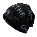 Unisex black knit beanie with white graffiti lettering and street style print - M (56-58cm) / Black