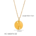 Golden stainless steel sunburst pendant necklace with a 45cm adjustable chain - Round Radial Pattern Pendant Necklace (HC-N40474-DZ)