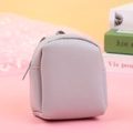 Mini lavender backpack-style coin purse with litchi texture and metal zipper - Gray