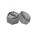 Elegant grey hexagonal velvet ring box with soft texture for single jewelry display - Gray