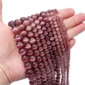 Polished fuchsia cat eye stone beads for DIY jewelry making in various sizes - Purplish Red