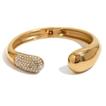 18K vergulde roestvrijstalen slangenkop armband met schitterende witte diamanten - Slangenkop Witte Diamanten Armband - Goud