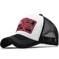 Zwart-witte 3D-borduurwerk Style mesh trucker pet met verstelbare kunststof sluiting - Zwart-wit Patchwork