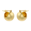 Chunky gold ball hoop earrings with textured finish in elegant geometric dome style - VE1041 Smooth Round Ball / Gold