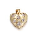 18K gold plated heart pendant with embedded colorful crystals on a white background - Multi-Shape Gem Heart Pendant