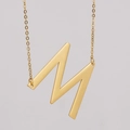 Minimalist 18K gold plated stainless steel necklace featuring a letter M pendant - Gold Letter M (With Chain)