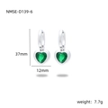Silver drop earrings featuring heart-shaped green gemstones with polished finish - Silver/Green Zirconia