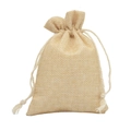 Natural beige burlap drawstring bag for jewelry and gift packaging with cotton ropes - 10*14cm / Beige