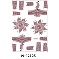 Brown henna art floral temporary tattoo sticker in W-1212S pattern on white background - Mehndi Floral Geometric Design (W-1212S)