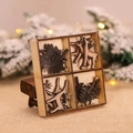 Set di decorazioni natalizie in legno fai-da-te con renne e alberi in una scatola - Renna + Albero di Natale Nero Set da 16