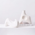 Modern white matte ceramic abstract art vases for Nordic style office or home decor - Geometric Rockery Ornaments - Set 5