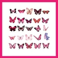 Decorative set of 20 realistic pink and purple butterfly PET stickers for handbook journal - Pink & Mauve Butterfly